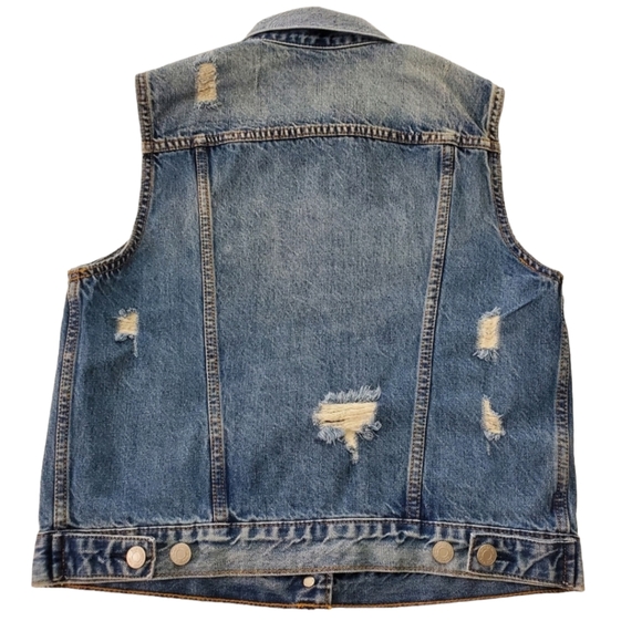 Gap 1969 Distressed Jean Vest Sz Small - Picture 4 of 6